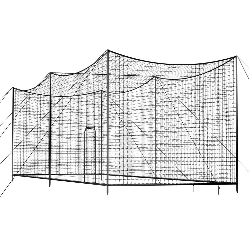 Baseball Batting Cage, 10668 X 3200 X 3100mm Freestanding Portable Batting Cage, Hitting Cages with 45-Ply Knotted HDPE & Long Positioning Ropes,