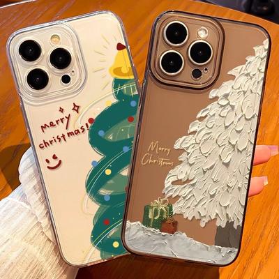 L'albero di Natale è adatto per la custodia per telefono Apple 16 15plus, Custodia protettiva trasparente in silicone 14 13mini 12promax