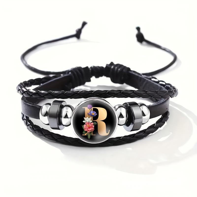26 Letters A-Z Handmade Leather Bracelet Woven Multi-layer Punk Id Name Friendship Couple Bracelet