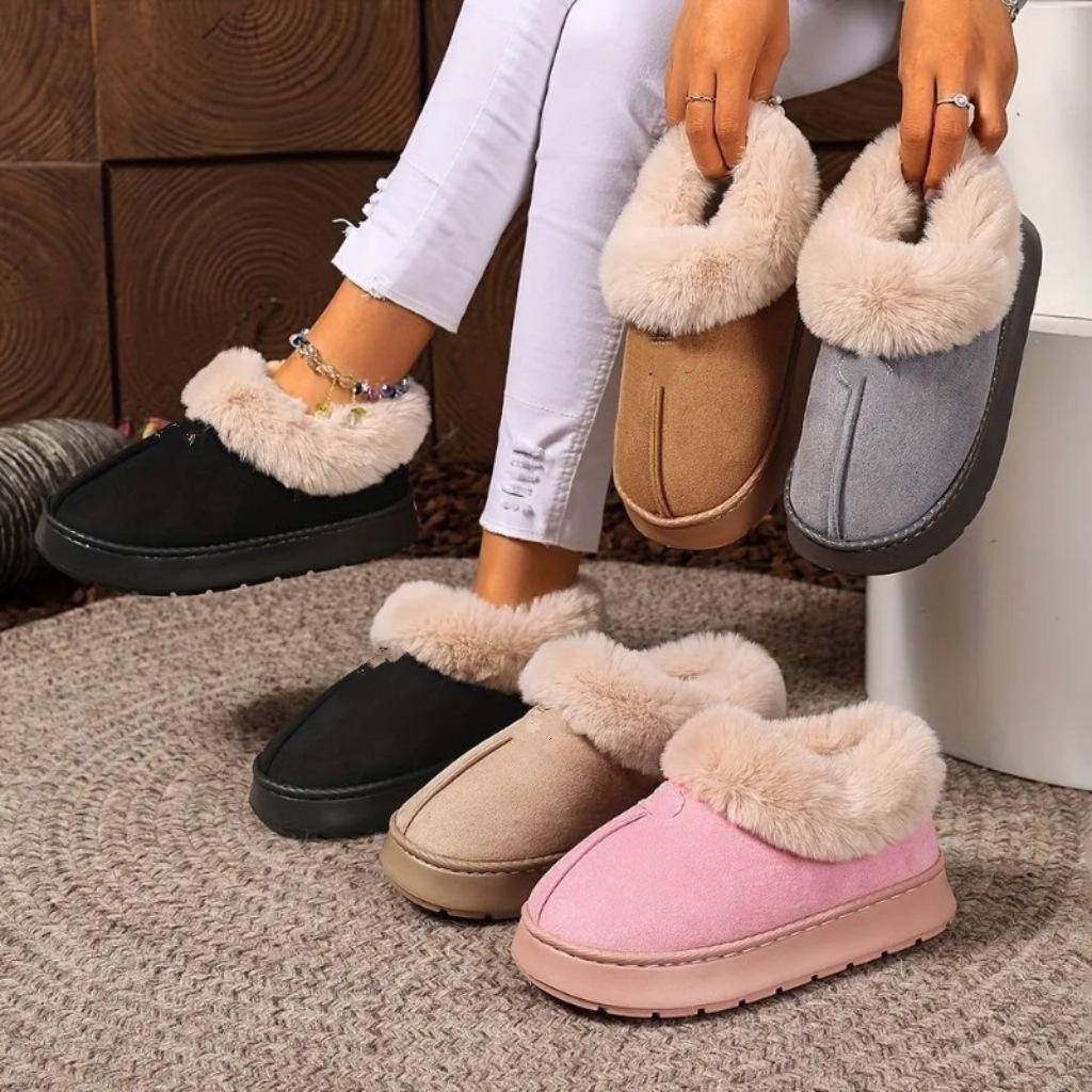 New Home Cotton Slippers Warm and Thickened Couple Models Simple Autumn and Winter Indoor Half Pack and Home Furnishing