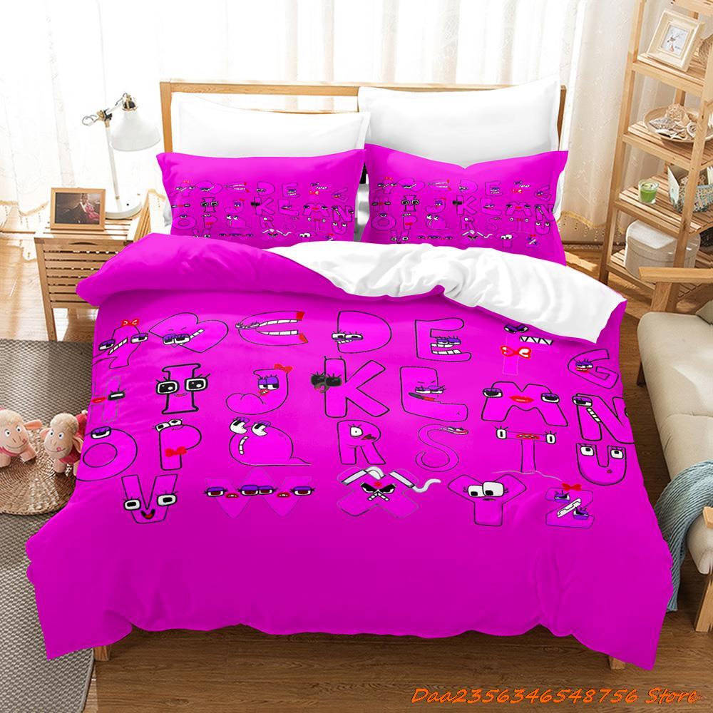 Comforter 26 Alphabet Lore Bedding Set Cartoon Anime Three-Piece Set Adult Kid Bedroom Duvet Sets Enlightenment 3D Print Kawaii