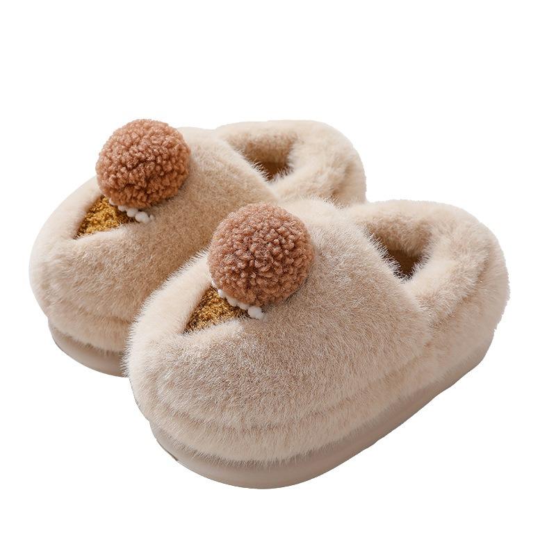 Winter new cartoon cotton slippers women's indoor thick-soled home fluffy shoes wear warm half-drag cotton shoes