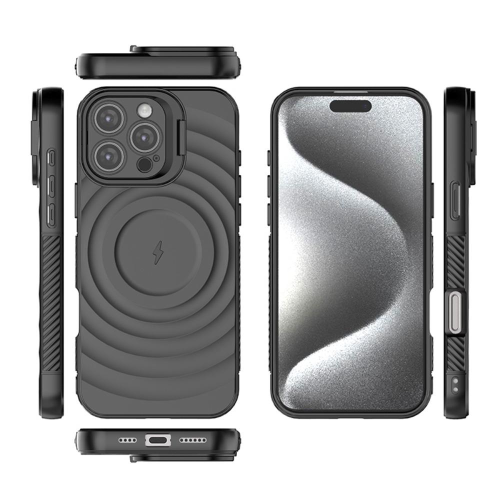 New Anti-Drop Magnetic Case for iPhone 16 Pro Max iPhone15 14 13 iPhone 17 Air Wireless Charging Kickstand Shell Silky Touch Wave Pattern Cover