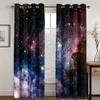 Three D Printed Cartoon Space Galaxy Star Design Pattern Thin Semi Light shading Window Curtain for Kid Childern Boy Bed Room Living Room Home Hook