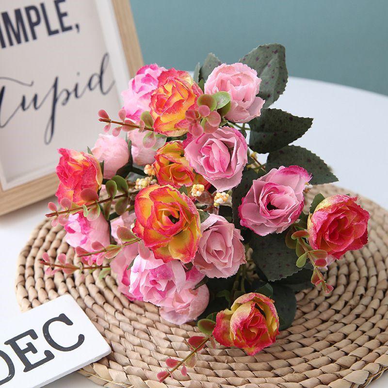 Heads 21 Artificial Silk Flowers Rose Bunch Bouquet Wedding Home Decor Outdoor