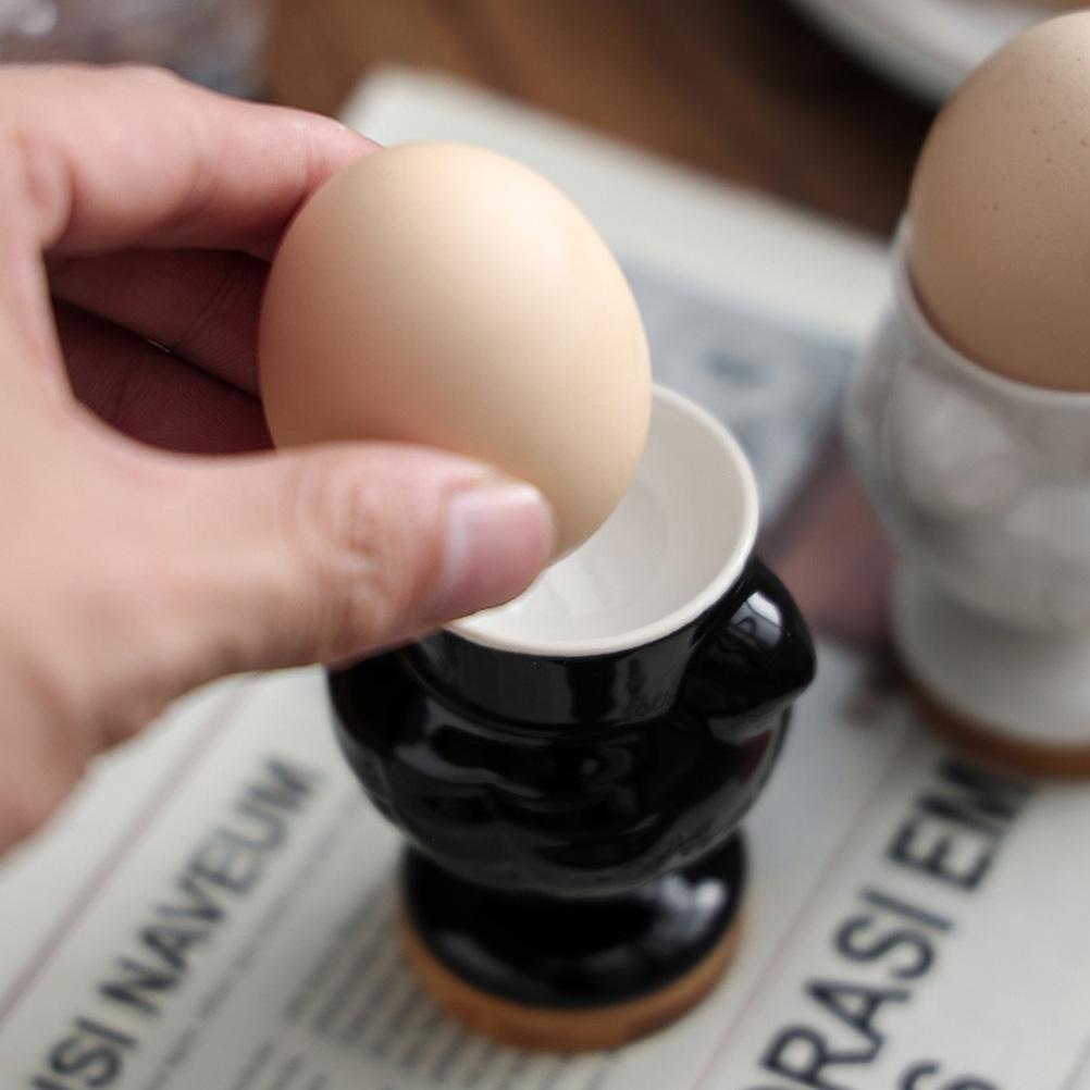 Ceramic Egg Cup Chick Shape Boiled Egg Cup Holder Stand Container Kitchen Breakfast Banquet Eggs Supplies