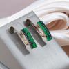 Kinel Green Opal Zircon Luxury Earrings For Women Black Plating Rose Gold Color Fine Jewelry