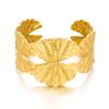 Exaggerated Stainless Steel Metal Shell Flower Cuff Bangle Bracelet for Women Vintage Gold Color Bangles Beach Party Jewelry New