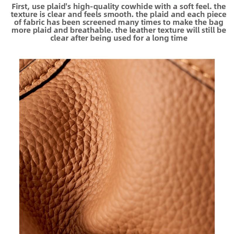 Niche Texture Versatile First-layer Cowhide Commuting Large-capacity Bucket Bag Elegant Single Shoulder Oblique Span Bag