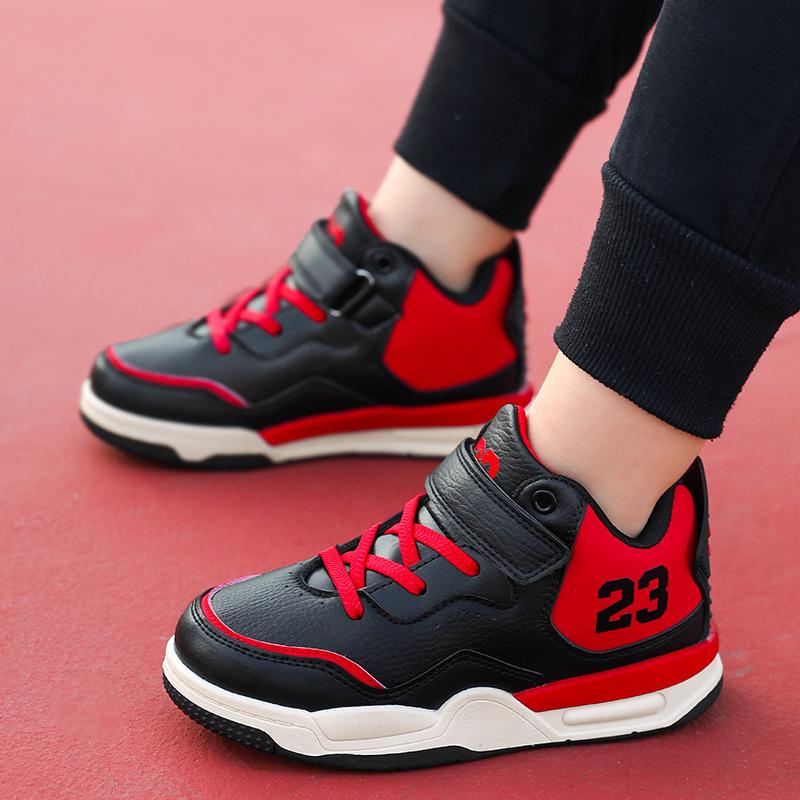 Boys' High-Top Leather Basketball Shoes - 2025 Winter Collection for Primary & Older Students