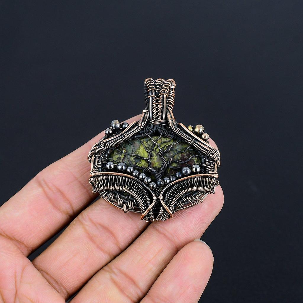 Dragon Blood Jasper 999 Copper Wire Wrapped Pendant, Handmade Gemstone Pendant Jewelry, Gifts For Wife Brand New Pendant