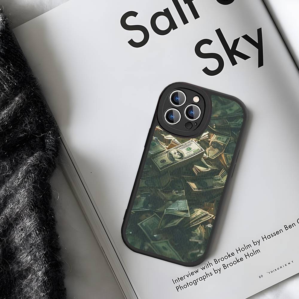 Dollar Bill Illustration Graphic Leather Phone Case For IPhone 16 14 15 Pro Plus 13 12 11 Pro Max Silicone Cover