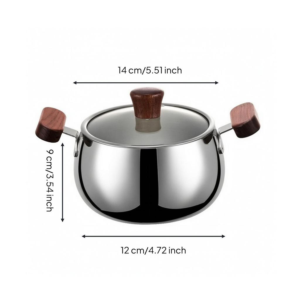 1200 Ml Saucepan Uncoated Interior with Tempered-Glass Lid Versatile