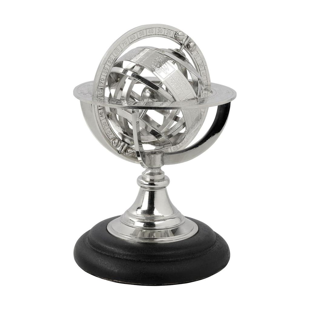 Wood Sphere Globe (floored base - 4 inch , globe size : 9 x 5 inch, Brown)
