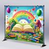 Rainbow Book & Crayons Kids Tapestry, Colorful Butterfly Floral Wall Hanging