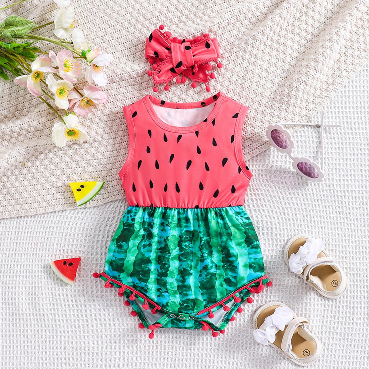 

3-9 месяцев Милый комбинезон с принтом единорога для девочки, комбинезон без рукавов с повязкой на голову 6-9M