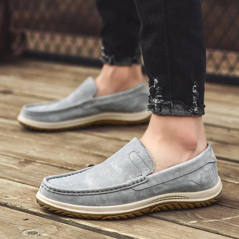 Mocassins de mode pour hommes Chaussures Automne Nouvelles Chaussures en daim pour hommes Chaussures de loisirs classiques Baskets confortables et respirantes pour hommes Conduite Zapato