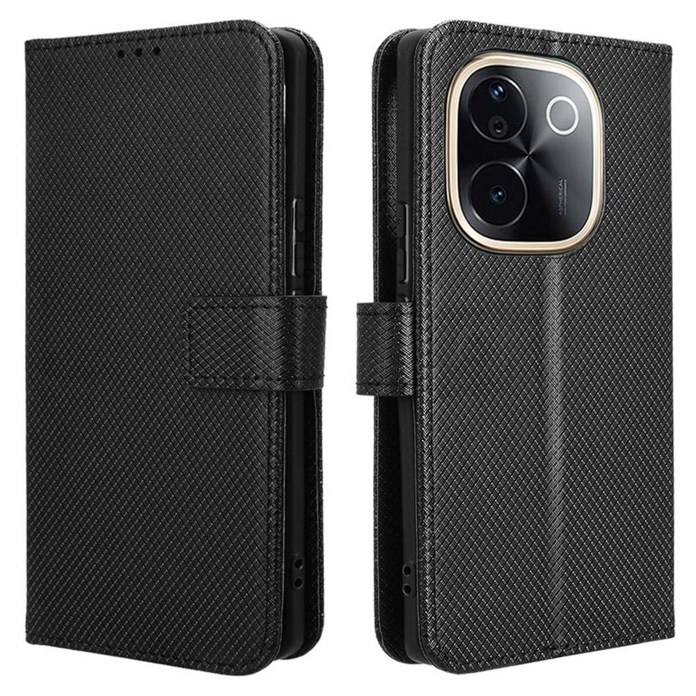 Für vivo T3 Pro 5G/iQOO Z9s Pro 5G Hülle PU Leder Diamanttextur Brieftasche Handyhülle