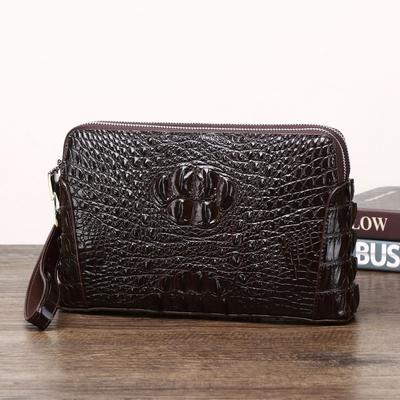 New Crocodile Bone Pattern Men's Handbag Double Zipper Large Handbag Business Large Clip Bag Large Capacity Password Lock Wallet