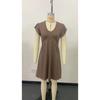 Beach Leisure Deep V-neck Pleated Loose Dress
