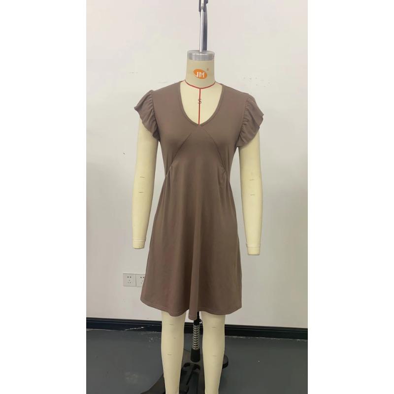 Beach Leisure Deep V-neck Pleated Loose Dress