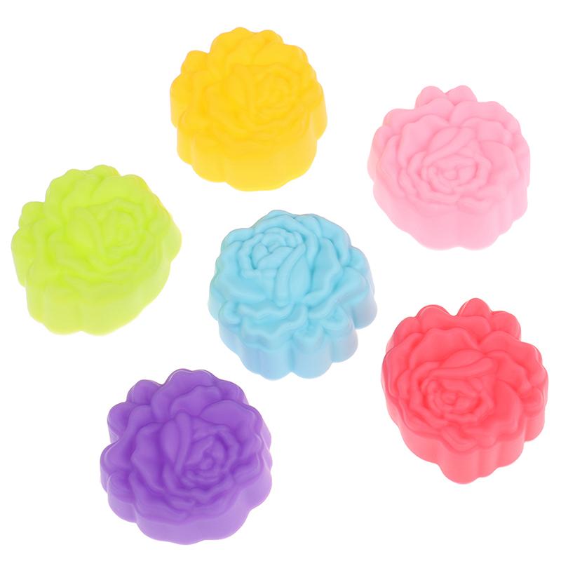 12Pcs 5Cm Rose Shaped Jelly Pudding Mold Muffin Cake Cup Silicone Muffin Cake Molds Baking Accessories