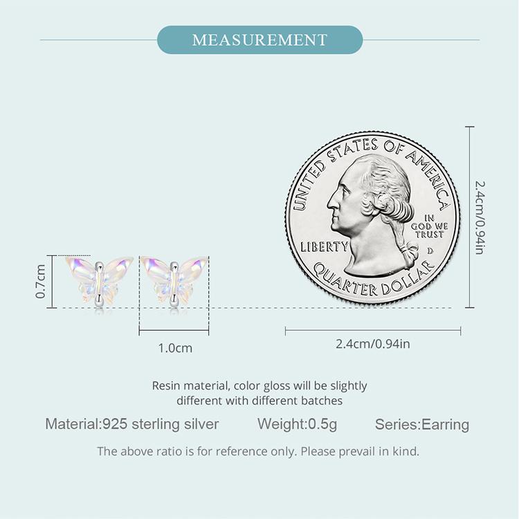 WOSTU Autentiske 925 Sterling Sølv Delikate Fargerike Sløyfe Resin Øredobber for Kvinner Smykkegave