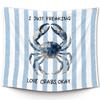 Blue White Stripe Tapestry Wall Hanging Watercolor Octopus Friends Quote Nautical Aesthetic Wall Art Dorm Room Decor