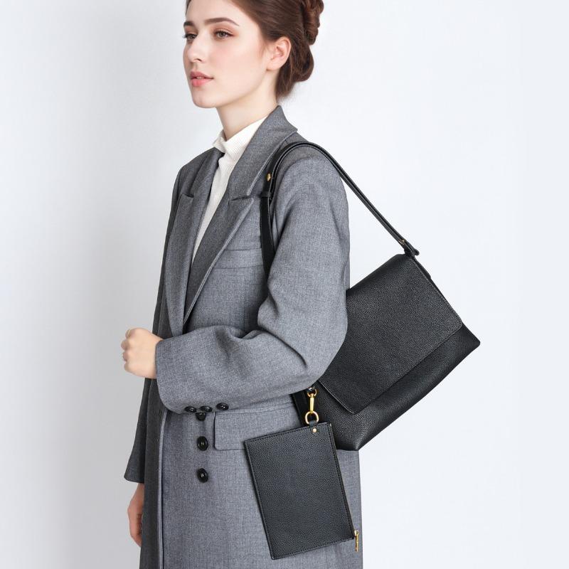 Genuine Leather Women's Bag Underarm Single-shoulder Bag Laid-back Feel Large-capacity Portable Commuting Bag