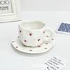 OLOEY Heart Coffee Ceramic Mug with Saucer Set