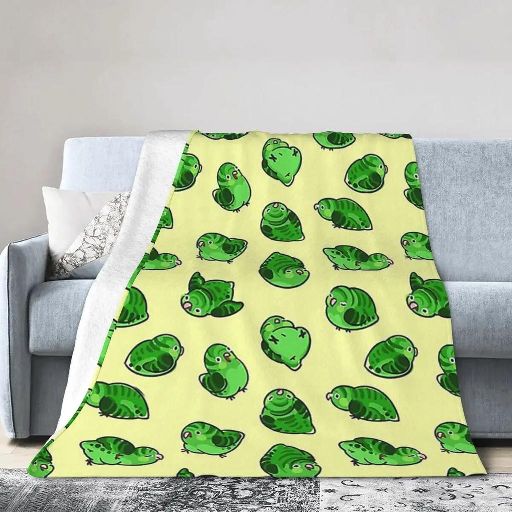 Linnie Doots - Green On Yellow Blankets Soft Warm Flannel Throw Blanket Bedding for Bed Living Room Picnic Travel Home Couch