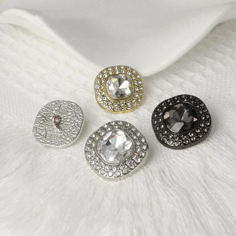 Metal Rhinestone Buttons Large Shiny Glass Crystal Matte Cute Buttons for Kids Clothing DIY Garment Sewing Decoration