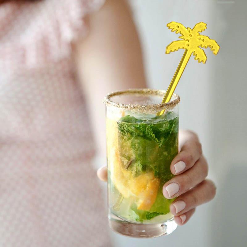 

50 шт. палочек для коктейлей Coconut Tree Swizzle Sticks для размешивания напитков, кофе, мадлера, пудры