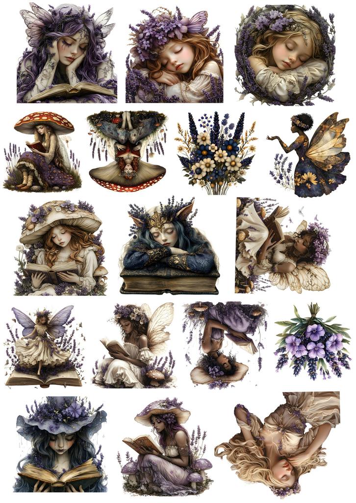 17pcs Self-made Fairy Garden Fairy Book Reading Scrapbooking Stickers /Decorative/DIY Craft Photo Albums Journaling Stationery