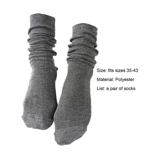 1 Pair Women Socks Solid Color Sweat-absorbent Autumn Winter Japanese Style Good Elasticity Leg Warmers for Daily Wear