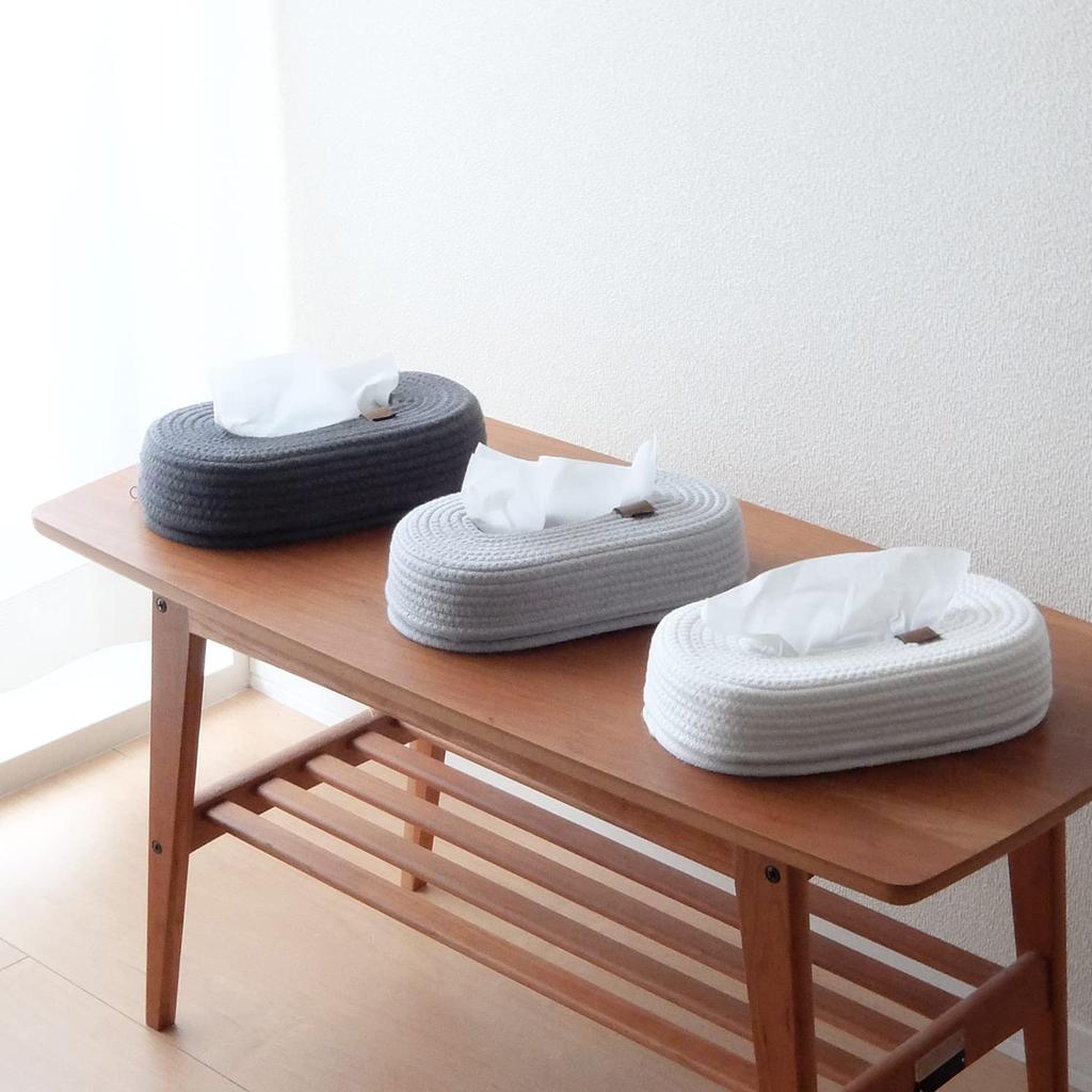 YAMAZEN Tissue Soft Scandinavian Living Room Rope Tissue Dark Gray Case, Material, Box, Room, Bedroom, Children's [MOC Case] Y-MOC-RPTC-DGY