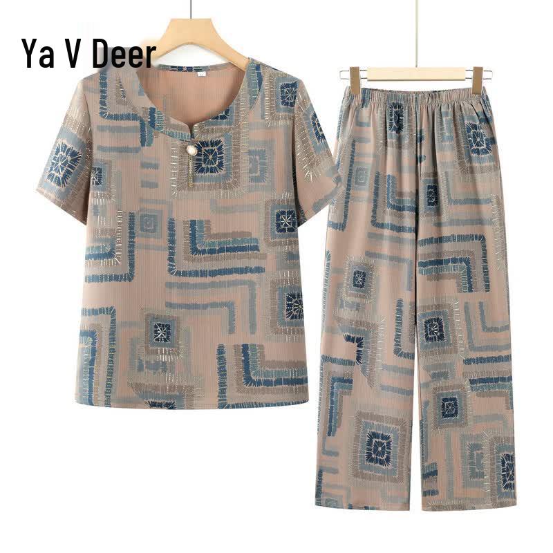 Yalu Women s Ice Silk Short-Sleeve Loungewear Set XXL