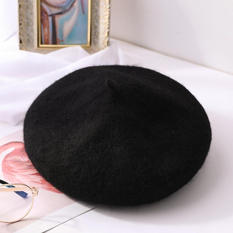 Autumn and Winter Hat Versatile Wool Beret Ladies Retro Woolen Casual Painter Hat Bud Hat Tide
