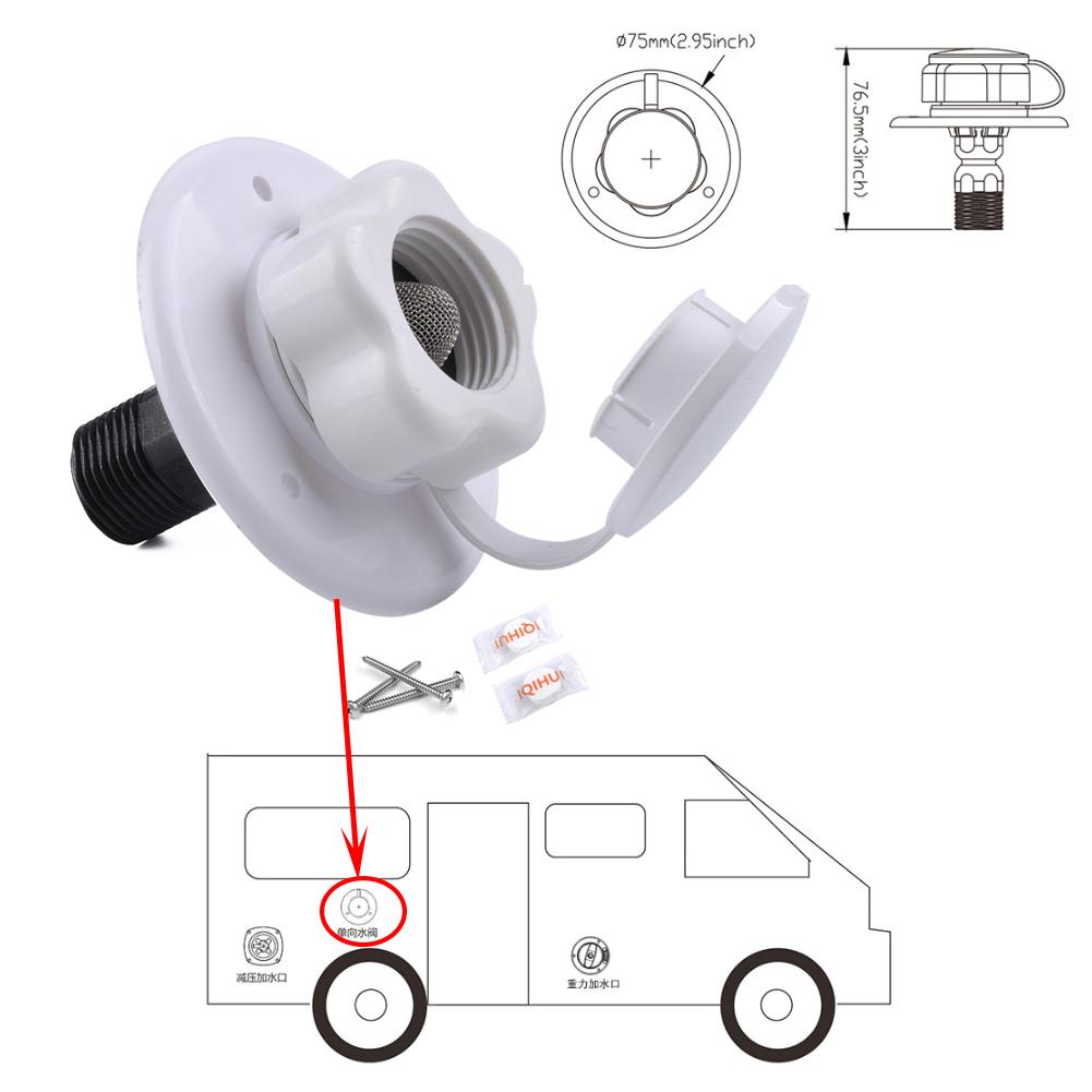 RV Fill Water Inlet Flange 2 3 4 Check Valve for RV Trailer As shown#0