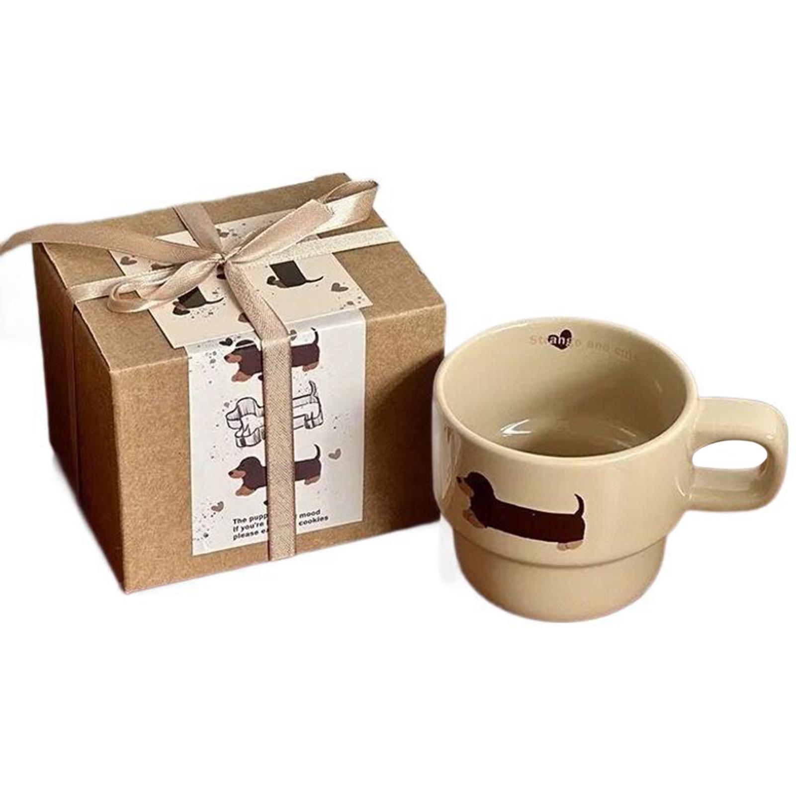 

Такси Собака Кавові чашки Домашня Керамічна чашка Напій Сік Кола Для вулиці Подорожі Какао Ручна Водна кружка Для Закоханих Друзів 201-300ml коричневий