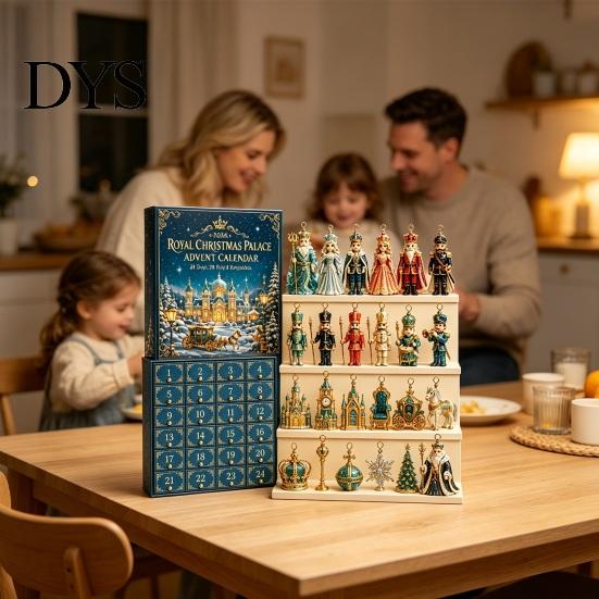 Acrylic Christmas Decoration Nutcracker Advent Calendar 2026, 24 Day Countdown Box with 2D Surprise Gift for Flat Pendants, Festive Tree Hanging