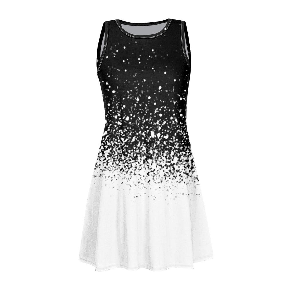 Women's Fashion Beach Skirt Round Neck Sleeveless Print Dress