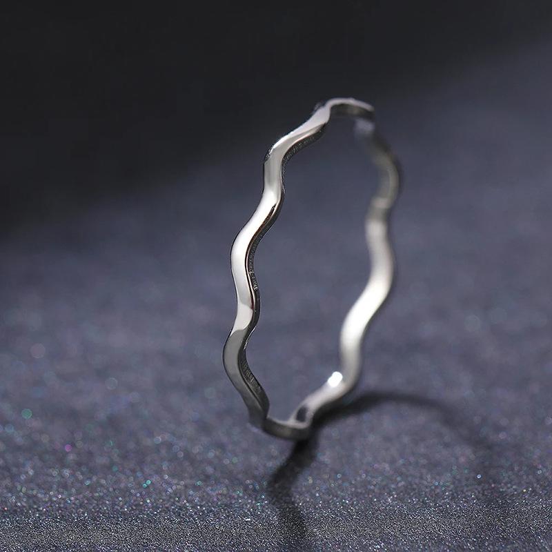 Stainless Steel Ring Minimalist Sea Wave Light Luxury Elegant Fashion Couple Rings for Women  Wedding Trendy Fine Gifts