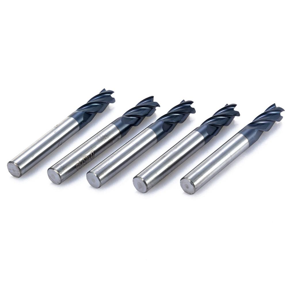 5Pcs 6mm Shank Tungsten Carbide 4 Flute End Mill CNC Milling Cutter HRC45 TIALN