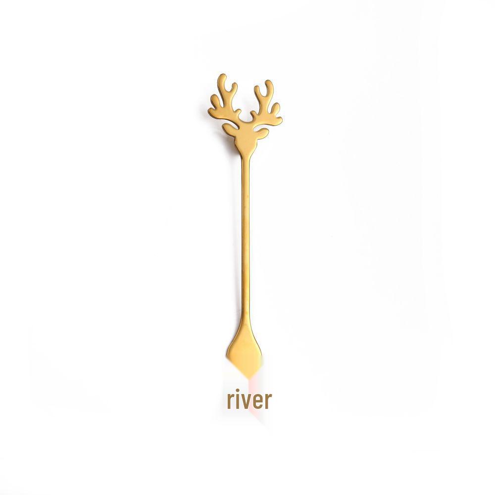 Reindeer-Themed 304 Stainless Steel Coffee and Dessert Mixing Spoon Gift Set In Cute Christmas Box