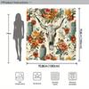 Southwest Elegant Shower Curtain - Bull Head Hanging Wall Decoration with Cactus and Flowers for Living Room and Bedroom