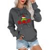 Women's Casual Comfortable Neck Hooded Long Sleeve Christmas Print Warm Sweatshirt