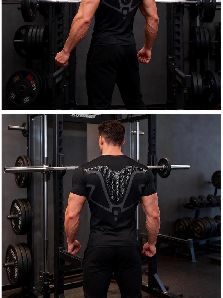 Tricou Sport Bărbați cu Uscare Rapidă și Compresie pentru Fitness, Alergare, Baschet și Fotbal