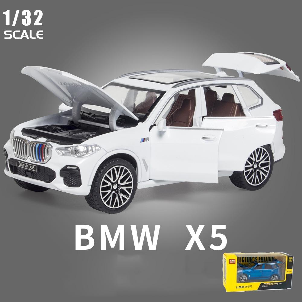 1/32 BMW X5 SUV Alloy Off Road Diecast Model Simulation Sound Light Toy Trendy Decorative Ornament Birthday Present for Friends