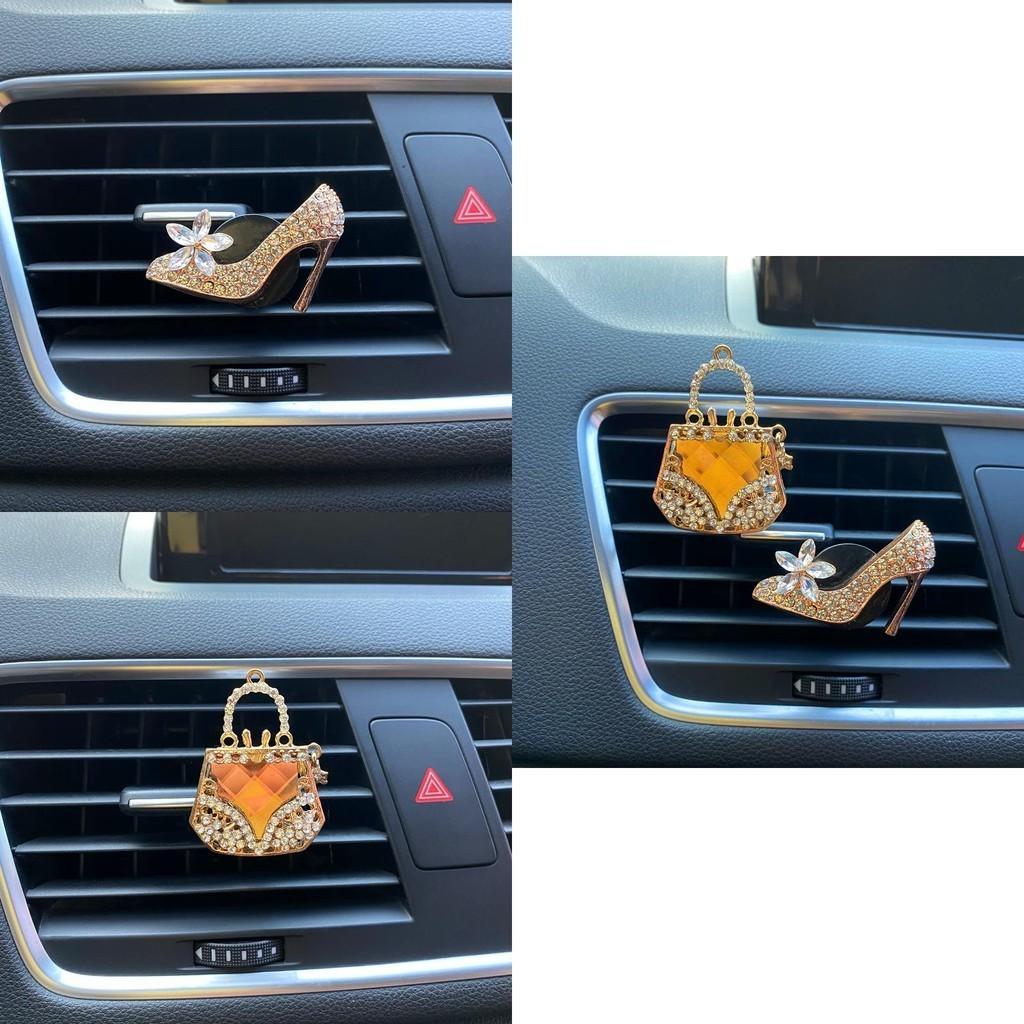 Crystal Studded High Heel Shoe Car Perfume Aromatherapy Decoration Alloy Fragrance Holder